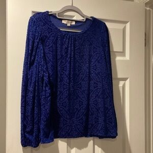 LOFT Royal Blue Patterned Blouse
